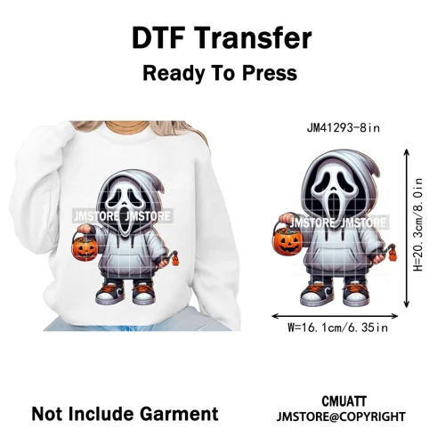 Spooky Halloween Scary Ghost Pumpkin Mama Kids Family Love Iron on Washable DTF Transfers Stickers Ready to Press for Textile