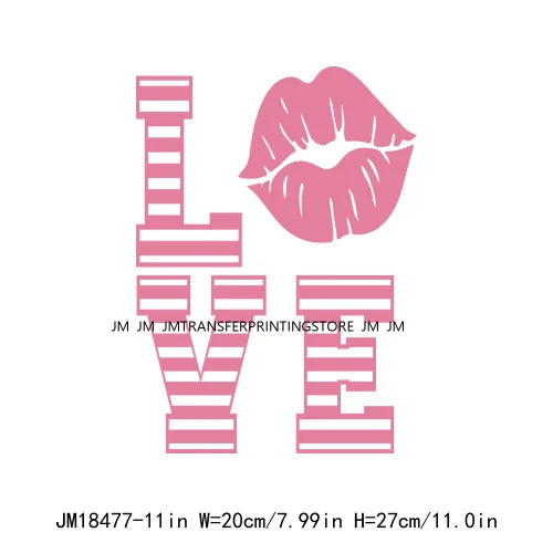 Iron On Love More Cupid Vibes Transfer Decals Self Love Club Pink XOXO Valentine's Day DTF Heat Press Stickers For Clothing Bags