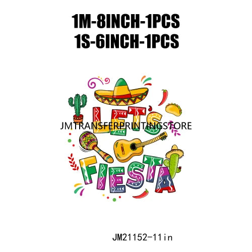 Cinco De Mayo Sugar Skull Let's Fiesta Designs Taco Tuesday Squad Mexican Party Tis The Season DTF Transfer Stickers For Clothes