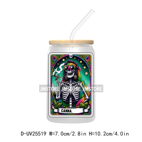 The Smoker Skeleton Tarot Card UV DTF Transfer Stickers Decals For Libbey Cold Cups Mugs Tumbler Custom Logo Labels Sugar Skull