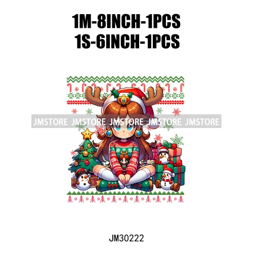 Cartoon Christmas Character Ugly Sweater Friends Deer Winter Holiday Gifts Iron On DTF Heat Press Transfers Stickers For Hoodies