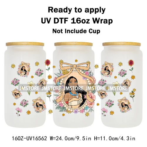 Magical Mirror Princess Coquette Bow 16OZ UV DTF Cup Wraps Ready To Apply Waterproof Transfer Stickers For Libbey Glass Can Mugs