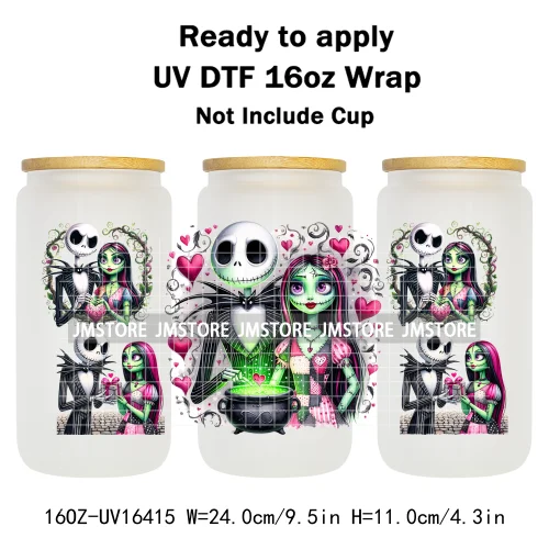 Halloween Couple Horror Movie Spooky Season UV DTF Stickers Ready To Transfer Cup Wrap Custom Label For Libbey Can Glass Tumbler