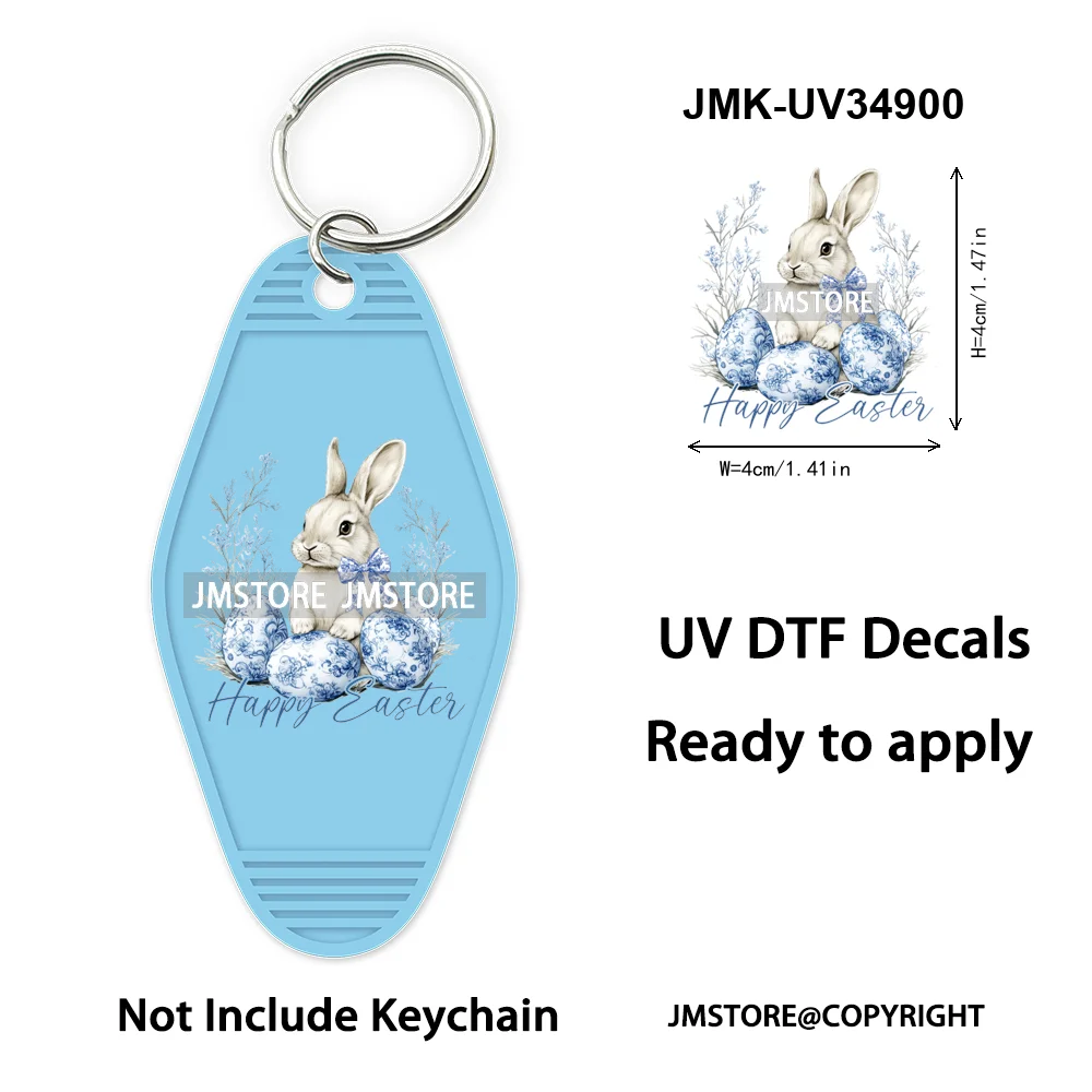 He is Risen Spring Easter Bunny Eggs Custom Logo WaterProof UV DTF Stickers For Motel Hotel Keychain Christian Easter Coquette