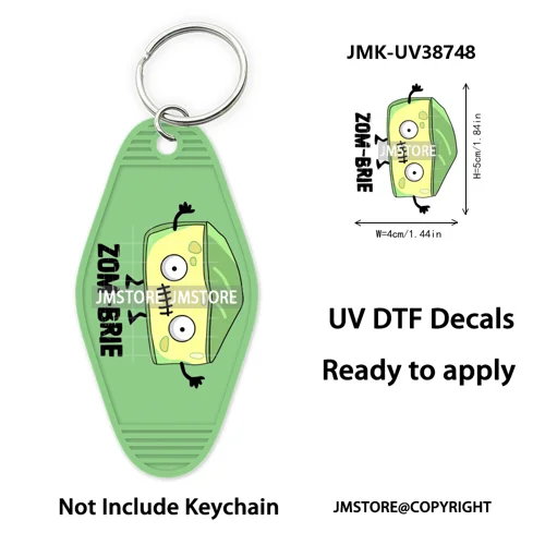 Funny Halloween Skull Skeleton Ghosts UV DTF Motel Keychain Wraps Ready To Apply Waterproof High Quality Hotel Keychain Decals