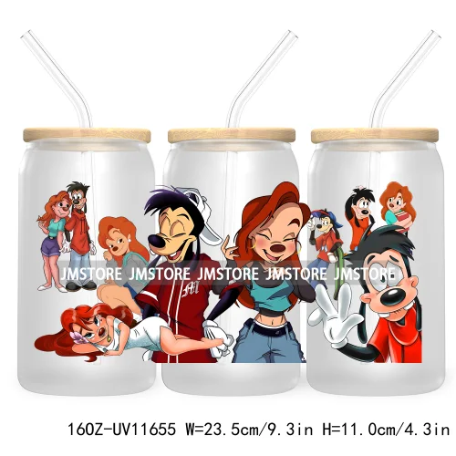 Cute Cartoon Couple XOXO Valentine's Day UV DTF Cup Wrap Transfer Stickers For 16OZ Libbey Glass Can Cupid Vibes Love Hearts