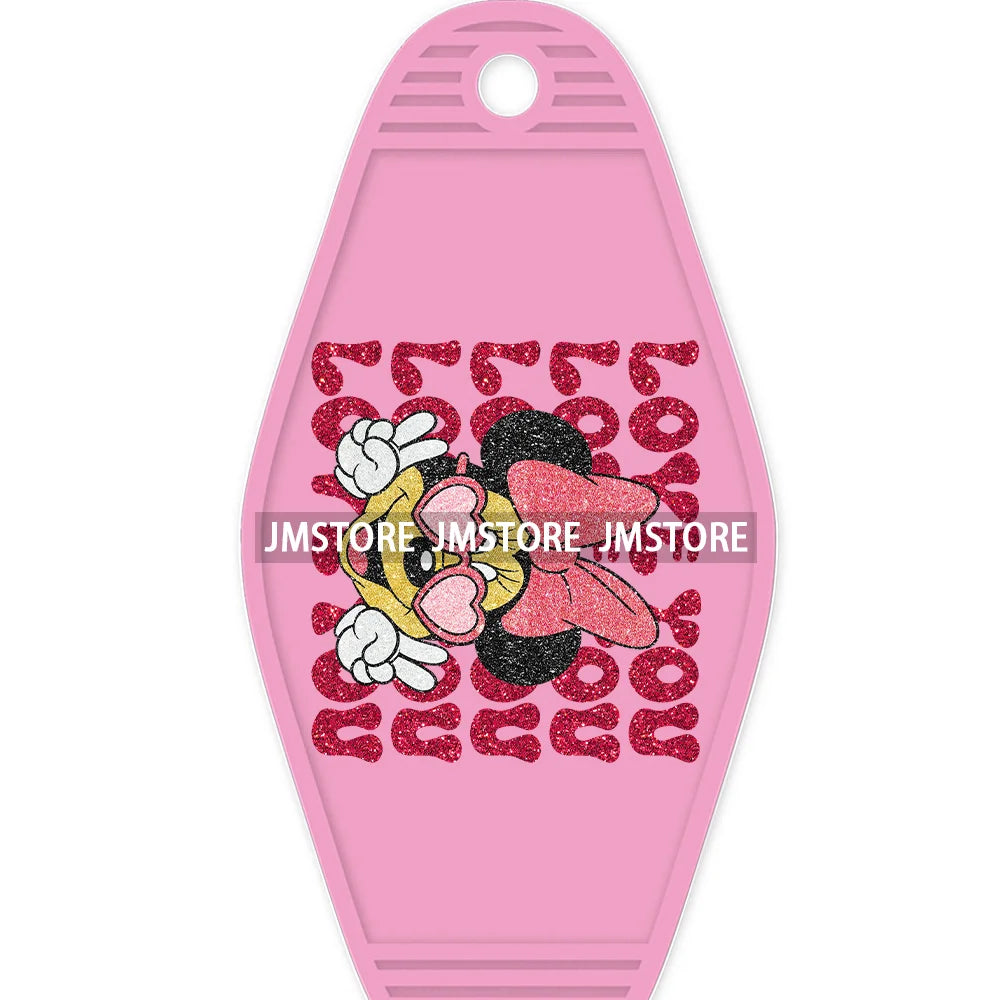 Faux Cartoon Couple Character Mouse And Friends High Quality WaterProof UV DTF Sticker For Motel Hotel Keychain Be My Valentine