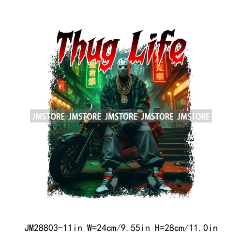 Straight Outta Nightmares Thug Life Scary Traot Card Horror Halloween Iron On DTF Transfer Stickers Ready To Press For Clothing