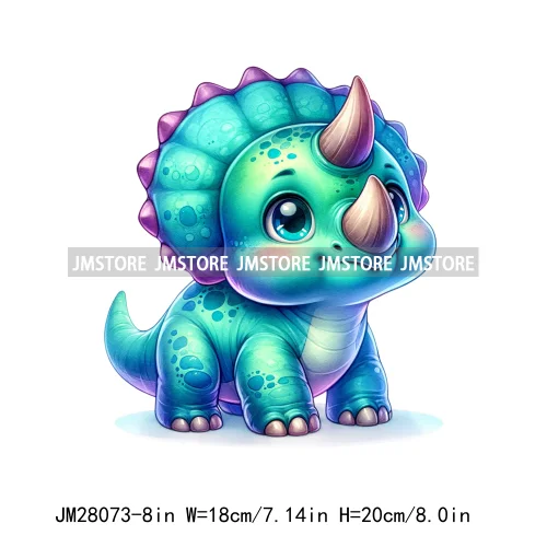 Colorful Dinosaur Baby Animal Thermal Printing Iron On DTF Transfer Stickers Ready To Press For Clothes