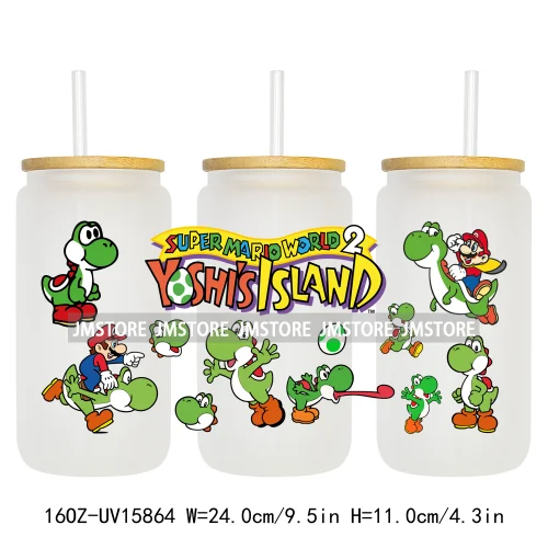 Retro Game Super Hero Princess UV DTF Cup Wraps Ready To Apply Waterproof Transfer Stickers For 16OZ Libbey Glass Can Tumbler