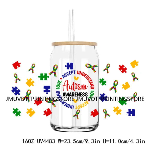 In My Autism Mom Era 16OZ UV DTF Cup Wrap Transfers Stickers Custom Labels Waterproof Logo For Libbey Glass Can Awareness Month