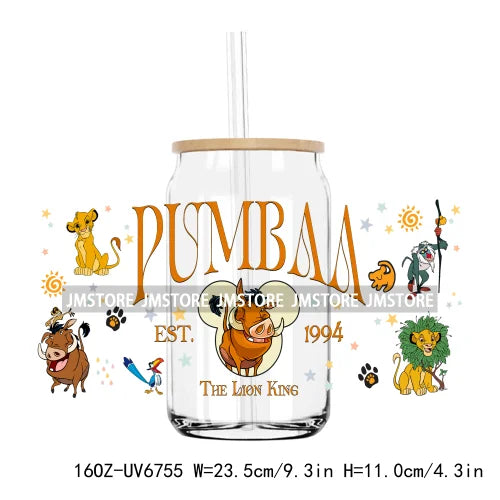 Cartoon Lion Tiger Princess 16OZ UV DTF Cup Wrap Transfers Stickers Custom Labels Durable Waterproof Logo For Libbey Glass Can