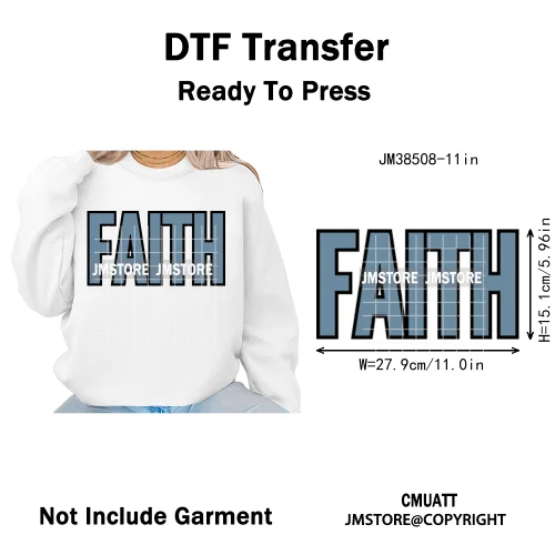 Inspirational God Faith Quotes Good Vibes Blessed Logos Iron on DTF Washable Transfers Stickers Ready to Press for T-shirts Bags