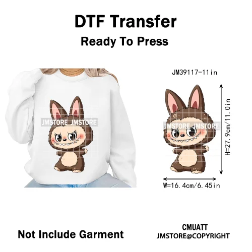 Cute Monster Cartoon Character Spooky Halloween Season Iron on DTF Washable Transfers Stickers Ready to Press for T-shirts Bags