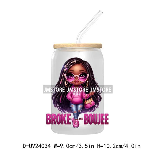 Black Chibi Girl UV DTF Transfers Stickers Decals For Libbey Cold Cups Mugs Tumbler Waterproof DIY Craft Beautiful Afro Woman