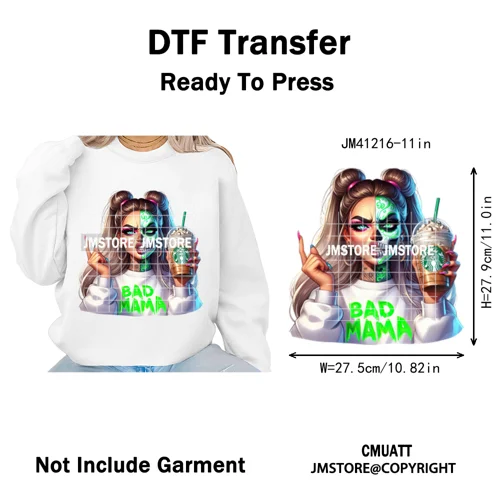 Creepy Killer Mama Club Halloween Spooky Vibes Horror Mom Iron on Washable DTF Transfer Stickers Ready to Press for T-shirts Bag