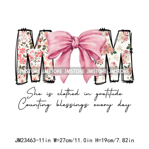 Mama Mum Gigi It's Ok Blessed Mom Mental Health Matters Design Bible Verses Women Coquette Bow DTF Transfer Stickers For Hoodies