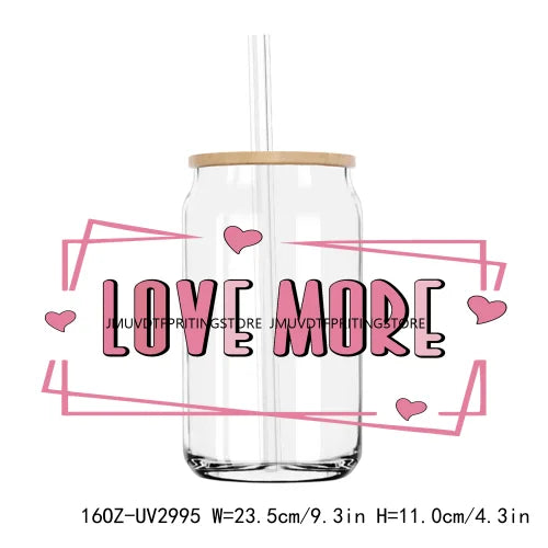 Western Valentine's Day Cowgirl 16OZ UV DTF Cup Wrap Transfers Stickers Custom Labels DIY Waterproof Logo For Libbey Glass Can