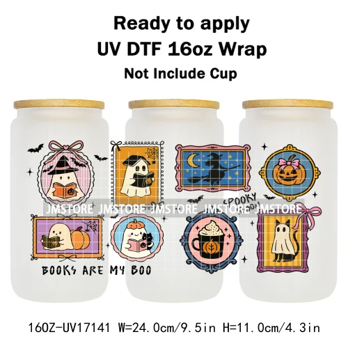 Highland Cow Horror Killer Halloween UV DTF Stickers Ready To Apply Cup Wrap Custom Labels DIY Craft For 16OZ Libbey Can Glass