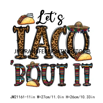 Viva Mexico Cinco De Drinko Logos Mama Cita Cowhide Western Spicy Taco Bout Party Iron On DTF Transfer Stickers For Sweatshirt