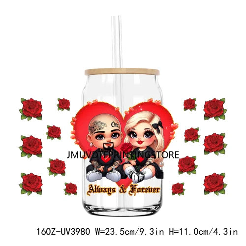 Bestfriends Valentine Girls Cholo Chola UV DTF Sticker For 16OZ Libbey Glass Cup Can Wrap Transfer Sticker Custom Label DIY Logo