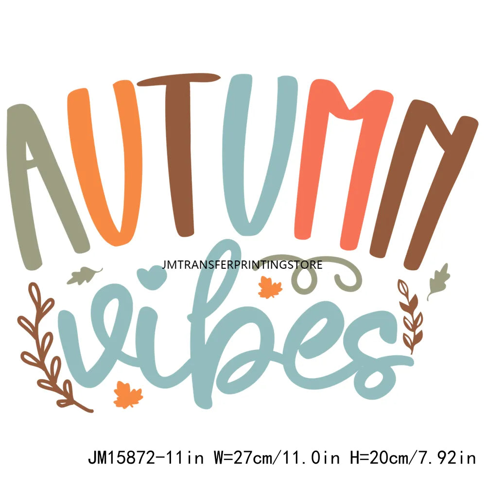 Hello Pumpkin Sweaters Bonfires DIY Logos Fall In The Air Autumn Vibes Iron On DTF Transfer Decals Ready To Press For T-Shirts