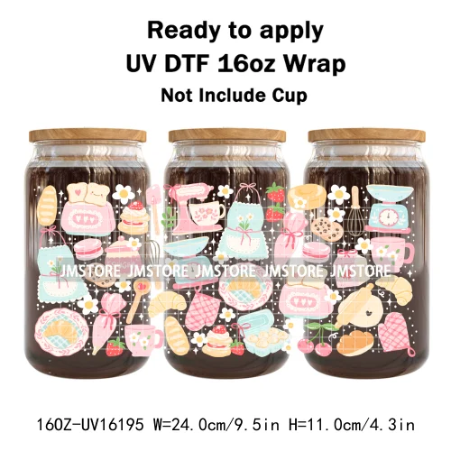Books Coffee Coquette Fruits Girly 16OZ UV DTF Cup Wrap Ready To Apply Waterproof Transfer Stickers For Libbey Glass Can Tumbler