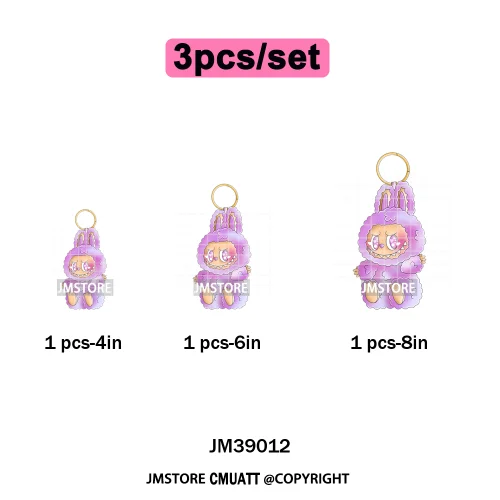 Colorful Monster Keychain Doll Character Designs Iron on DTF Washable Heat Transfers Stickers Ready to Press for T-shrits Bags