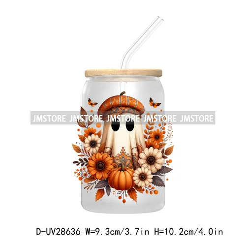 Happy Fall Autumn Pumpkins Season UV DTF Transfer Stickers Decals For Libbey Cold Cups Mugs Tumbler Waterproof Labels Boho Ghost