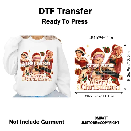 Merry Christmas Kpop Music Band Group Character Xmas Festive Love Iron on DTF Transfers Stickers Ready to Press for Clothes Bags