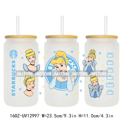 Best Friends Princess Movie Themed 16OZ UV DTF Cup Wraps Ready To Apply Waterproof Transfer Sticker For Libbey Glass Can Tumbler