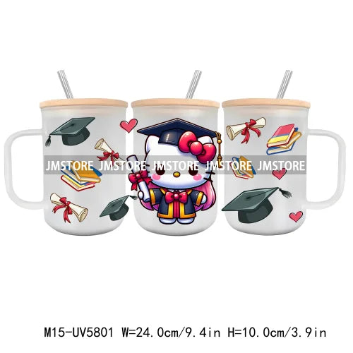 Class Of 2024 UV DTF Sticker For 15OZ Mug Libbey Glass Cup Can Wrap Transfer Stickers Custom Labels DIY Logo Cartoon Graduation