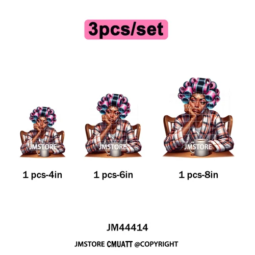 Sassy Facial Expressions Black Girl Housewife Remote Work Iron on Washable DTF Transfers Stickers Ready to Press for Sweatshirts