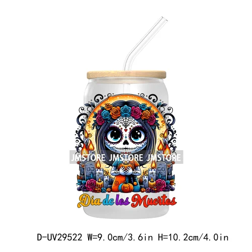 Mexican Culture Day Of The Dead UV DTF Transfer Stickers Decals For Libbey Cold Cups Mugs Tumbler Festive Mexico Sugar Skull