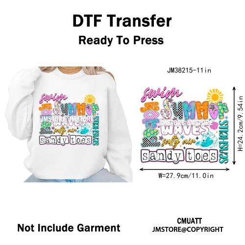 Spring Break Wildflower Seashell Turtle Coquette Sun Summer Vacation Iron on DTF Transfers Stickers Ready to Press for Clothes