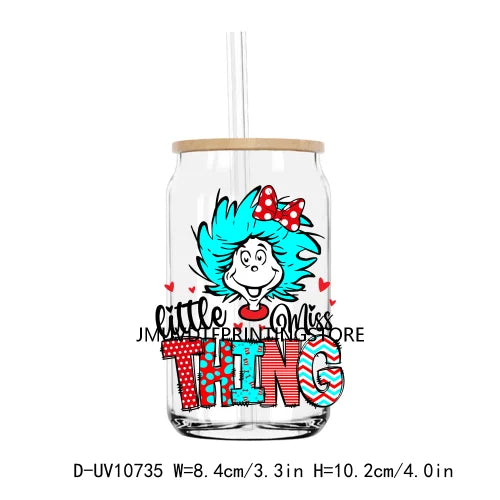 Dr Seuss Day Reading Books UV DTF Transfer Sticker Decals For Libbey Cold Cup Mugs Tumbler Teacher Life Love Waterproof DIY Logo