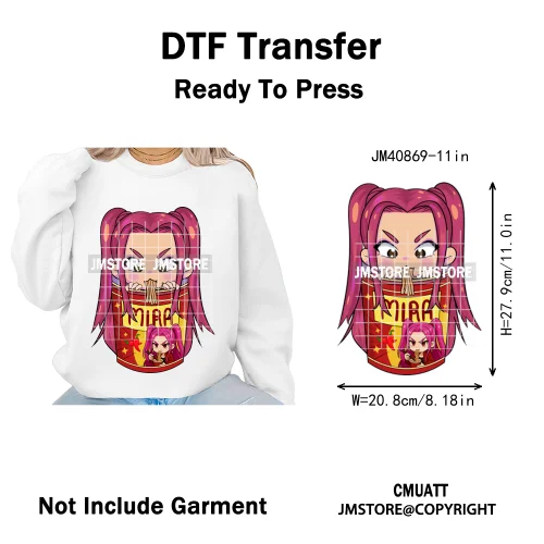 Cartoon Girl Group Boy Band Music Fans Anime Lover Soda Pop Iron on DTF Washable Transfers Stickers Ready to Press for T-shirts