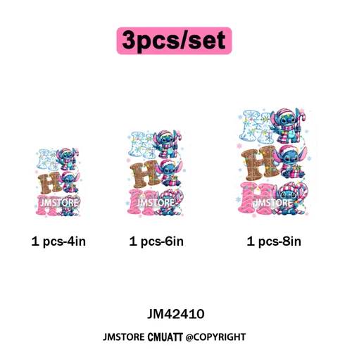 Ho Ho Ho Christmas Coquette Gifts Santa Cartoon Characters Iron on DTF Washable Transfers Stickers Ready to Press for Clothing