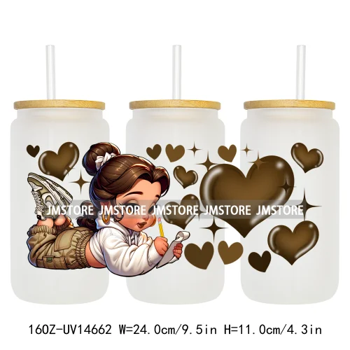 Cartoon Princess Hearts UV DTF Stickers Ready to Transfer Cup Wrap Custom Labels DIY Craft For Libbey Can Glass Tumblers Mugs