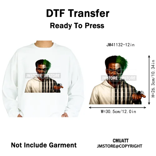 Halloween Spooky Afro Dad Scary Movie Smoking Character Costume Design Iron on DTF Transfer Stickers Ready to Press for Clothing