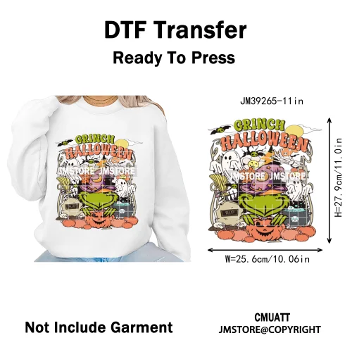 Pumpkin Spice Season Cartoon Horror Nightmare Halloween Vibes Iron on DTF Washable Transfers Stickers Ready to Press for Hoodies