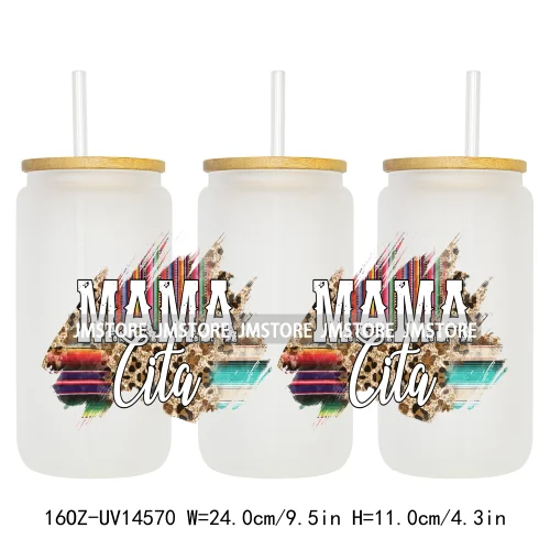 Howdy Western Mama Cowhide UV DTF Wraps Transfer Sticker Selfadhesive Waterproof High Quality For 16OZ Libbey Glass Can Tumbler