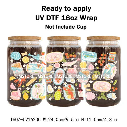 Books Coffee Coquette Fruits Girly 16OZ UV DTF Cup Wrap Ready To Apply Waterproof Transfer Stickers For Libbey Glass Can Tumbler
