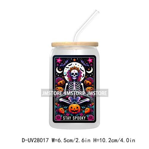 Cute Ghost Tarot Card Halloween UV DTF Transfer Stickers Decals For Libbey Cold Cups Mugs Tumbler Waterproof Craft Spooky Vibes