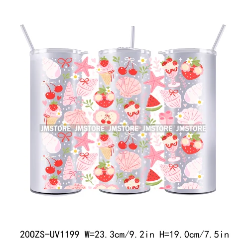 Floral Fruit Bookish Affirmation 20OZ Tumbler Wraps Ready To Ship UV DTF Transfer Stickers Waterproof Prints For Skinny Tumbler