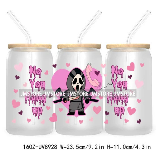 Fall Halloween Cartoon Friends 16OZ UV DTF Cup Wrap Transfer Stickers Custom Labels Durable Waterproof Logo For Libbey Glass Can