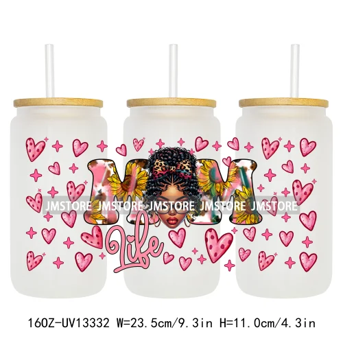 Coquette Afro Black Dope Autism Mama Cat Dog Mom UV DTF Sticker For 16OZ Libbey Glass Cup Can Wrap Waterproof Transfer Stickers