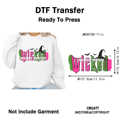 Magic Musical Movies Bad Good Witches Team Pink Green Coquette Iron on DTF Heat Transfers Stickers Ready to Press for T-shirts