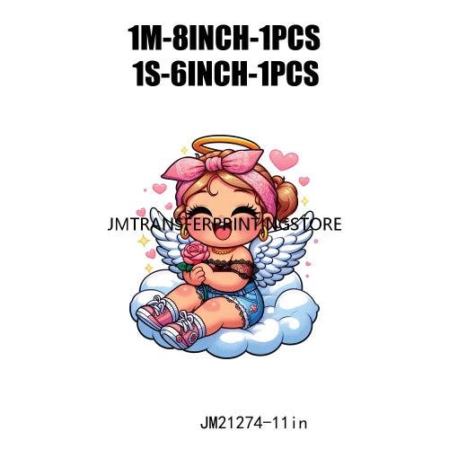 Sweet Pink Valentine's Angel Baby Concha Designs Kids Love Heat Transfer Stickers Ready To Press For T-shirts