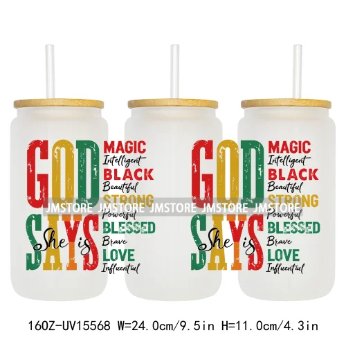 1865 Juneteenth Black History Month UV DTF Cup Wraps Ready To Apply CustomTransfer Stickers For 16OZ Libbey Glass Can Tumbler